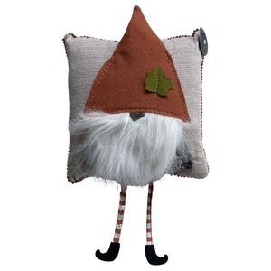 Autumn Harvest Gnome Fur Accent Pillow 12” x 12”  NWT